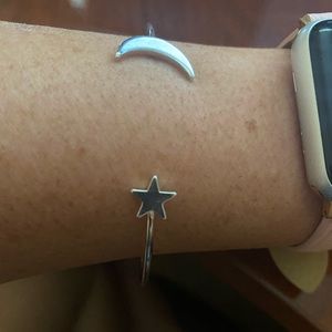 Celestial star and moon bangle bracelet
